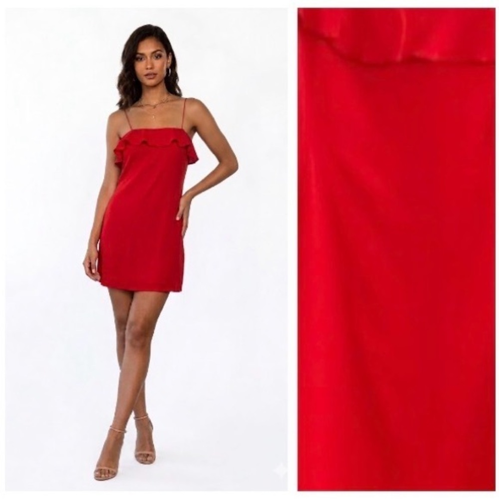 Revolve Privacy Please Red Ruffle Mini Dress Large